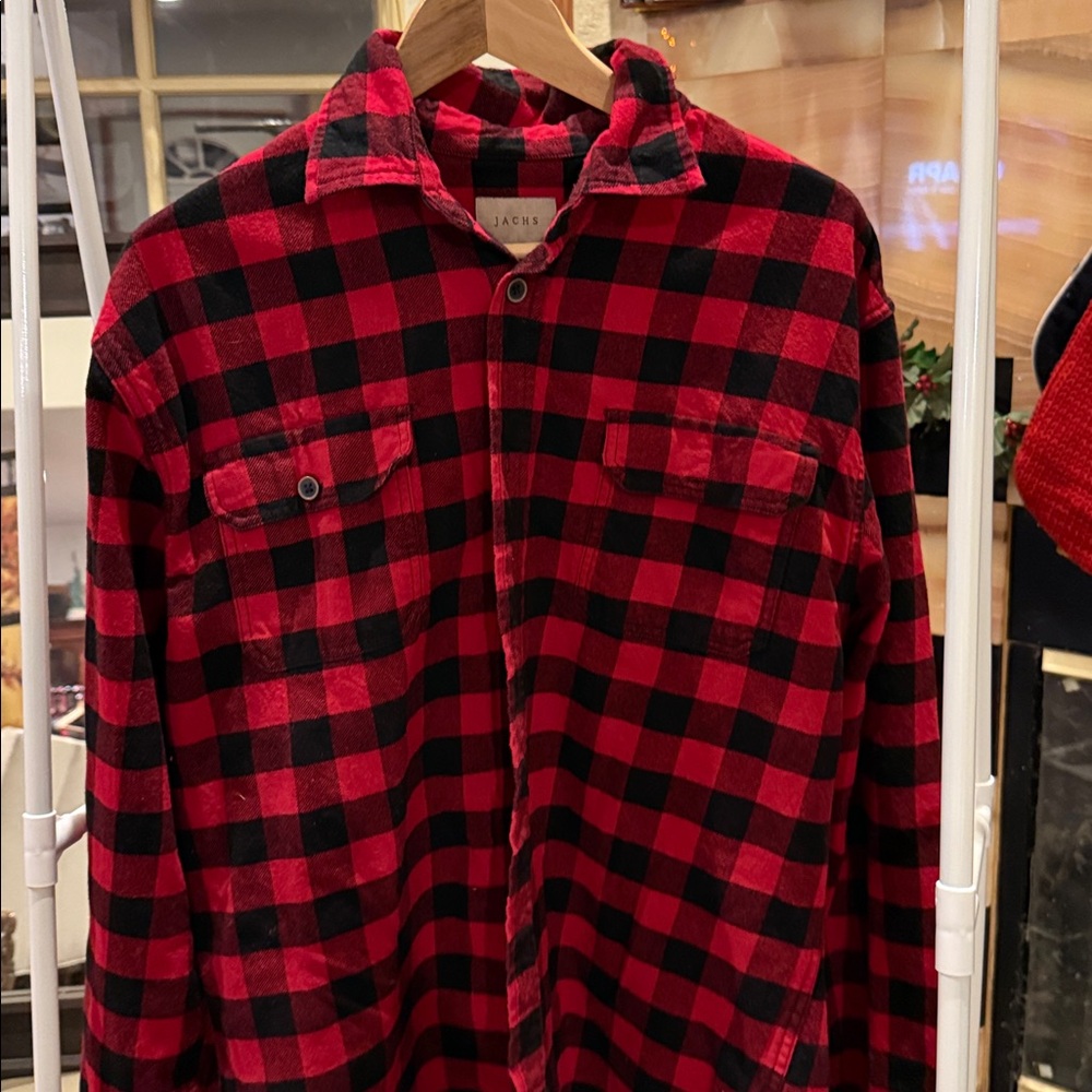 Jachs Red and Black Plaid Men's Shirt